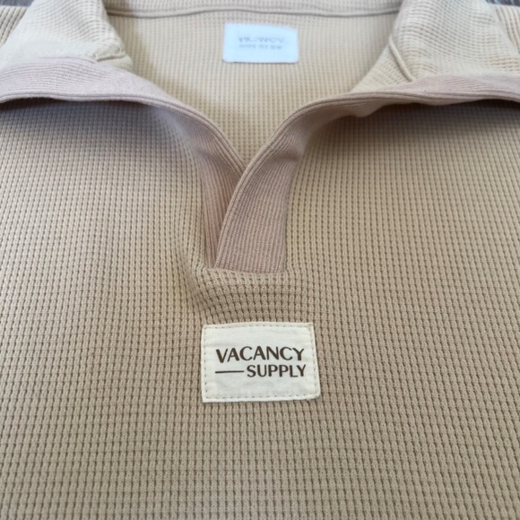 Vacancy Supply Drift Collared Waffle Sweater in Beige - Picture 6 of 11
